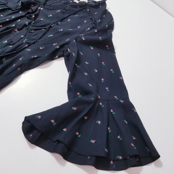 LOFT Floral Print Bell Sleeves Ruffle Midi Dress - Picture 6 of 11